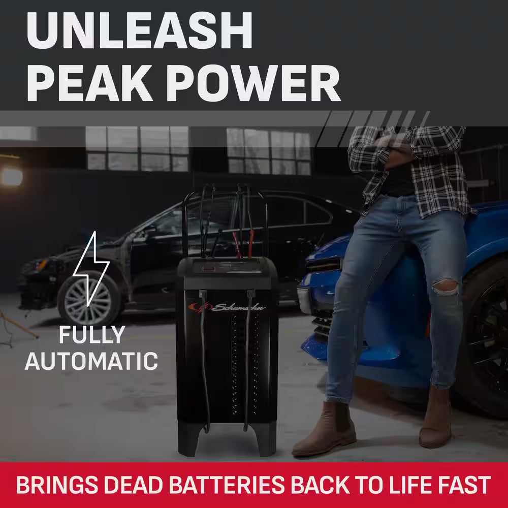 Wheeled Automatic 150A Car Battery Charger and Engine Starter, 20A Boost, 12V for Power Sport, Auto, Marine Batteries