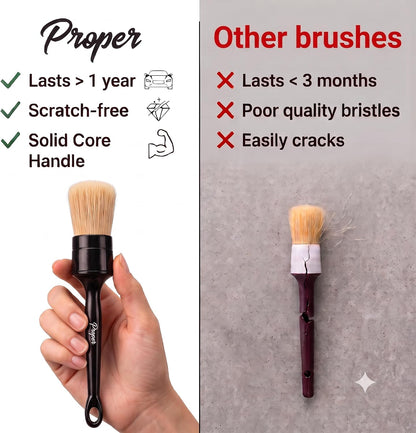 Car Detailing Brush Set for Interior or Exterior | 3-Pack | Ultra Soft Boars Hair Bristles