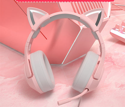 Head-Mounted Gaming Gaming Cute Girls Wired Computer Headset