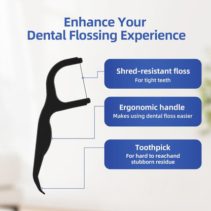 Biodegradable Charcoal Floss Picks