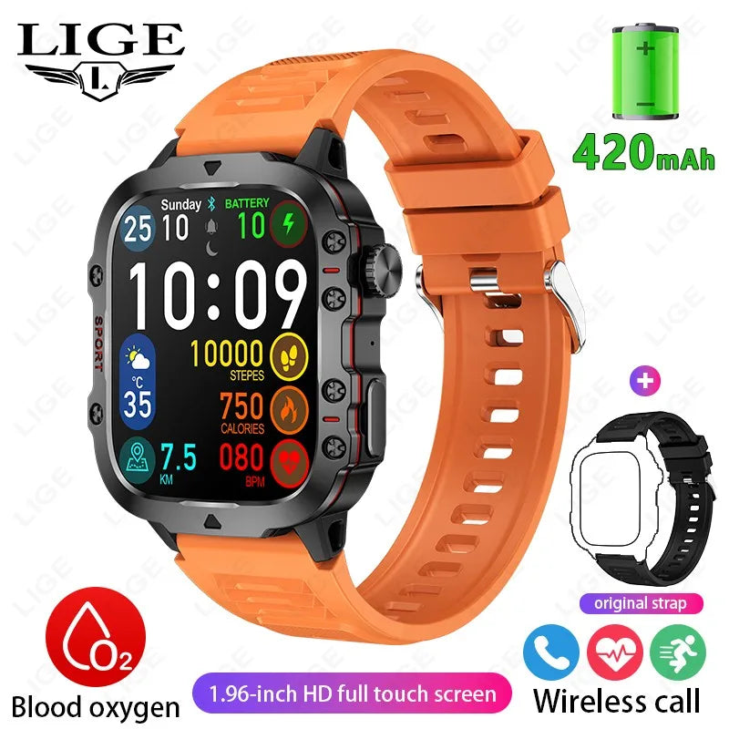 New Smart Watch 1.96 Inch Screen 420 Mah Bluetooth Call Voice Assistant Watch Sports Fitness Waterproof Smartwatch for Men