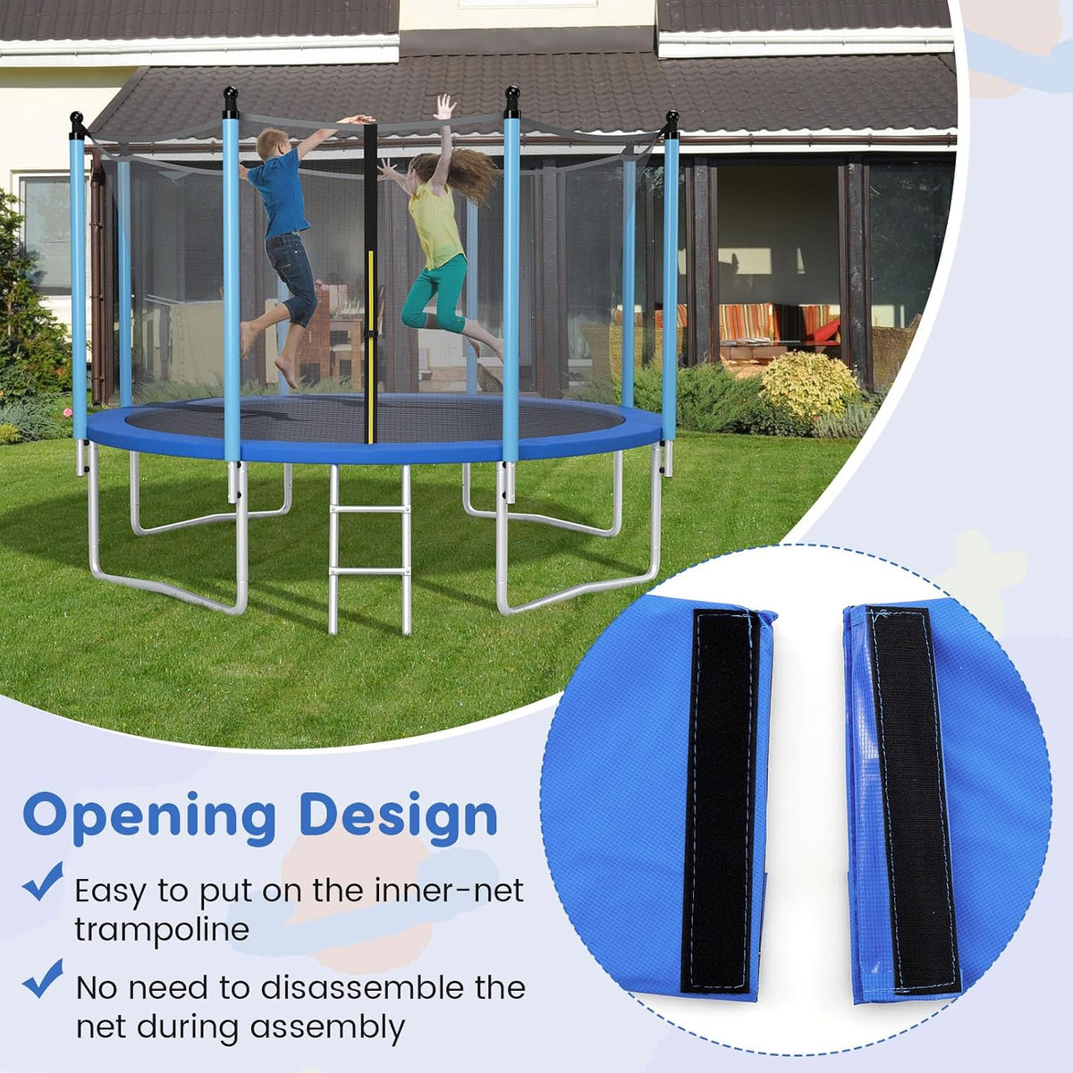 Trampoline Pad, 8Ft 10Ft 12Ft 14Ft 15Ft 16Ft Trampoline Replacement Safety Pad, No Holes for Pole, Waterproof Trampoline Accessories Spring Cover