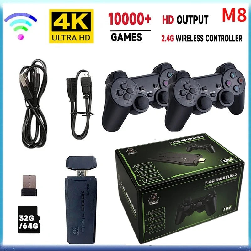 M8 Wireless Game Stick – 64GB 4K Retro 10000 Games Console