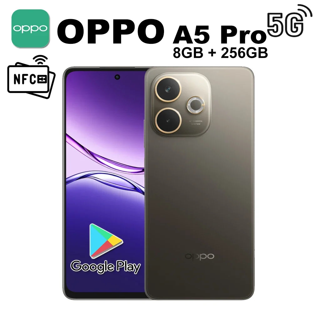 OPPO A5 Pro super durable mid-range 5G mobile phone 2412×1080 (FHD+)/8GB+256GB/support 4K@30fps, 1080P@60fps video recording