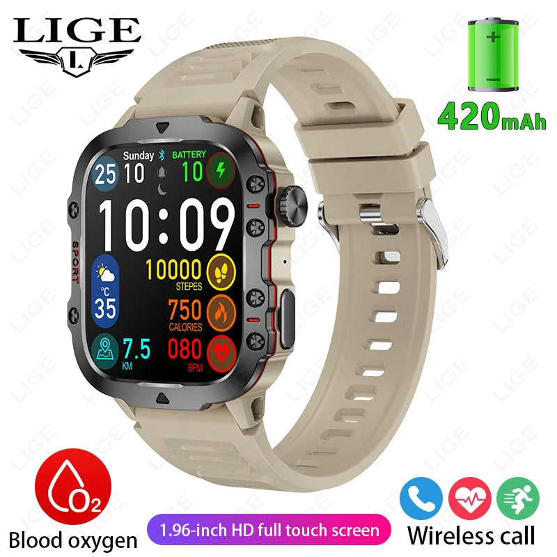 New Smart Watch 1.96 Inch Screen 420 Mah Bluetooth Call Voice Assistant Watch Sports Fitness Waterproof Smartwatch for Men