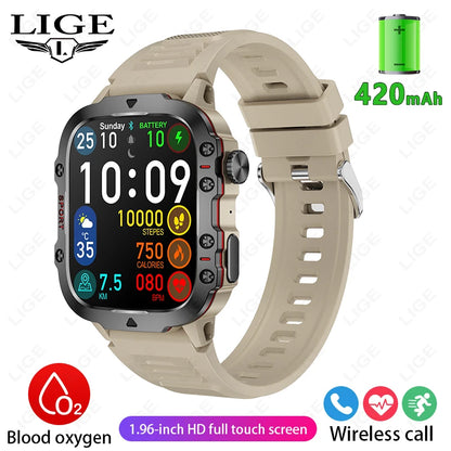 New Smart Watch 1.96 Inch Screen 420 Mah Bluetooth Call Voice Assistant Watch Sports Fitness Waterproof Smartwatch for Men