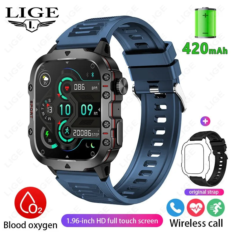 New Smart Watch 1.96 Inch Screen 420 Mah Bluetooth Call Voice Assistant Watch Sports Fitness Waterproof Smartwatch for Men