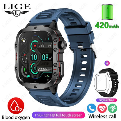 New Smart Watch 1.96 Inch Screen 420 Mah Bluetooth Call Voice Assistant Watch Sports Fitness Waterproof Smartwatch for Men